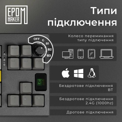 Клавіатура бездротова, механічна Epomaker Shadow-X Flamingo Black (SHX-B-F)