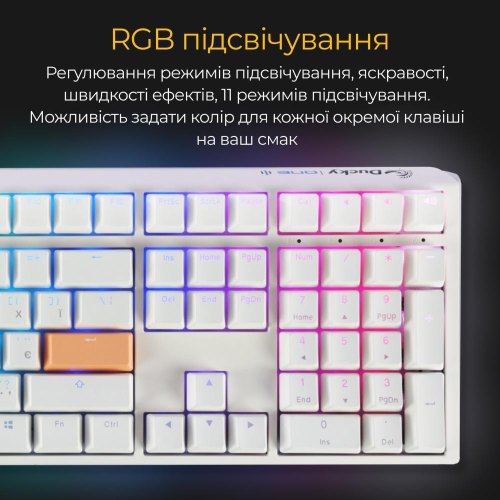 Клавіатура дротова, механічна Ducky One 3 Cherry MX Blue RGB UA White (DKON2108ST-CUAPXPWWWSC1)