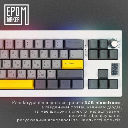 Клавіатура бездротова, механічна Epomaker Shadow-X Mulan White (SHX-W-M)