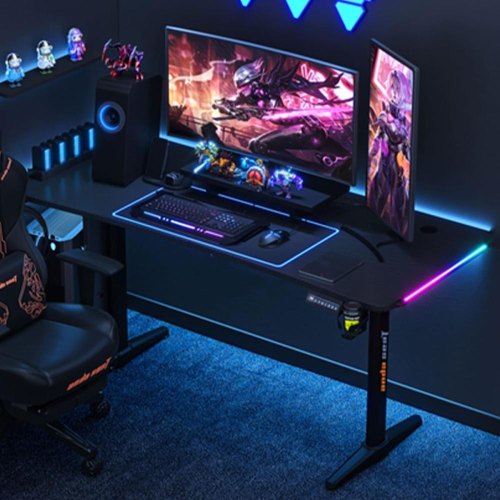 Стіл комп'ютерний Anda Seat Terminator RGB, з електрорегулюванням висоти, Black (AD-D-DD1-1600L-01-B)