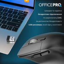 Миша бездротова OfficePro M395B Silent Click Ergonomic Wireless Black