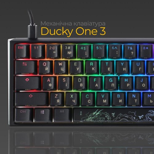 Клавіатура дротова, механічна Ducky One 3 Mini Cherry MX Red RGB UA Black (DKON2161ST-RUAPXCLAWSC1)