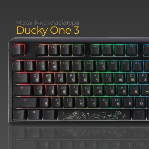 Клавіатура дротова, механічна Ducky One 3 Cherry MX Blue RGB UA Black (DKON2108ST-CUAPXCLAWSC1)