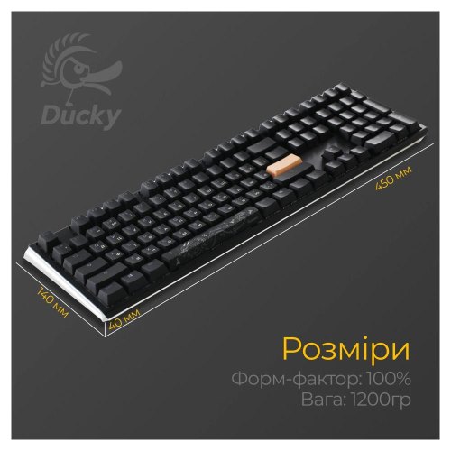 Клавіатура дротова, механічна Ducky One 3 Cherry MX Blue RGB UA Black (DKON2108ST-CUAPXCLAWSC1)