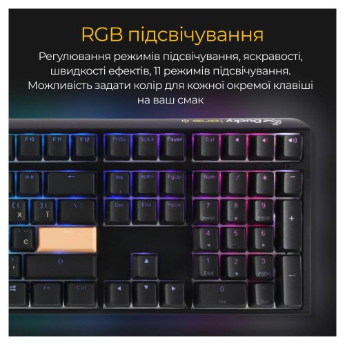 Клавіатура дротова, механічна Ducky One 3 Cherry MX Blue RGB UA Black (DKON2108ST-CUAPXCLAWSC1)