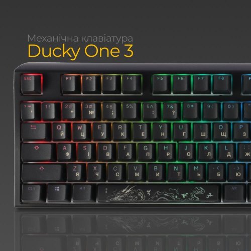 Клавіатура дротова, механічна Ducky One 3 Cherry MX Red RGB UA Black (DKON2108ST-RUAPXCLAWSC1)