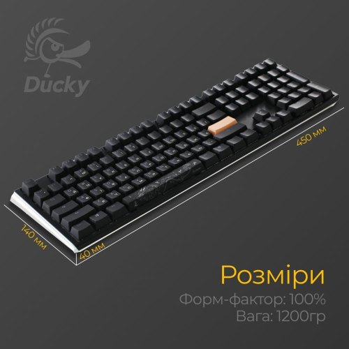 Клавіатура дротова, механічна Ducky One 3 Cherry MX Red RGB UA Black (DKON2108ST-RUAPXCLAWSC1)