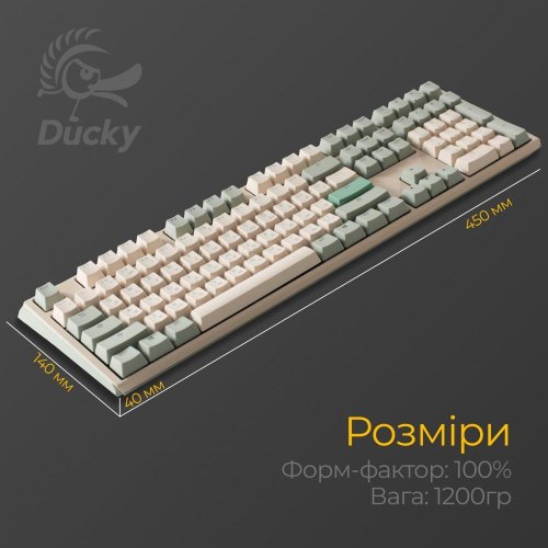 Клавіатура дротова, механічна Ducky One 3 Cherry MX Speed silver UA Matcha Cream (DKON2108-PUAPXМAEGGC1)