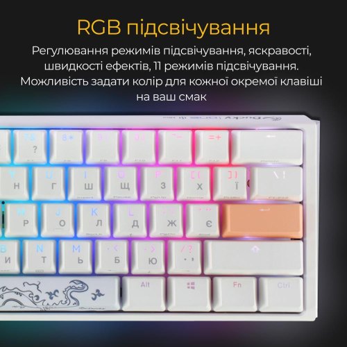 Клавіатура дротова, механічна Ducky One 3 Mini Cherry MX Silent red RGB UA White (DKON2161ST-SUAPXPWWWSC1)