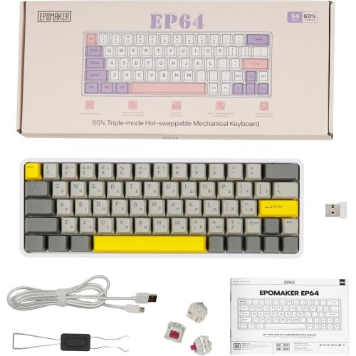 Клавіатура бездротова, механічна Epomaker EP64 Mulan White (EP64-W-M)