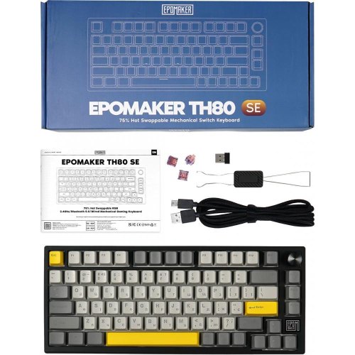 Клавіатура бездротова, механічна Epomaker TH80 SE Flamingo Black (TH80-SE-B-F)