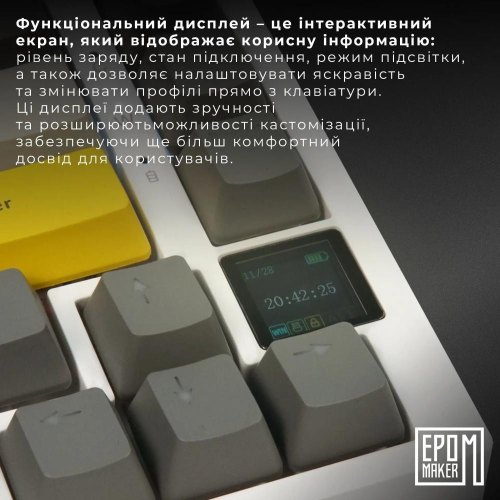 Клавіатура бездротова, механічна Epomaker AK820 Pro Flying Fish White (AK820-PRO-W-FF)