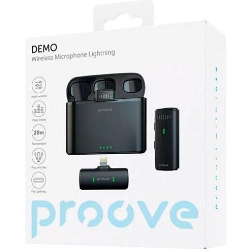Мікрофон бездротовий, петличний Proove Demo, Lightning, Black (PMDM00010102)