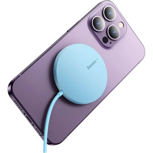 Бездротовий зарядний пристрій Baseus Simple Mini3 Magnetic Wireless Charger, 15W, Blue (CCJJ040303)
