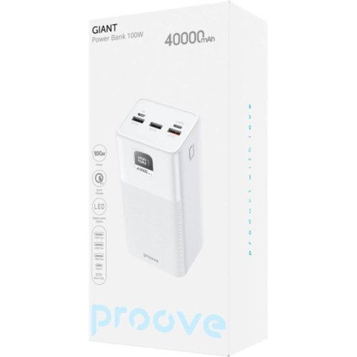 Зовнішній акумулятор Powerbank Proove Giant, 100W, 40000mAh, White (PBGI99320002)