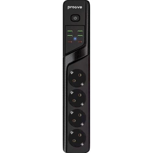 Мережевий фільтр Proove Power Strip P-04, 4 розетки/4xUSB Type-A/2xUSB Type-C, 2м, Black (PSP442420001)