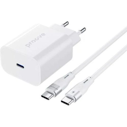 Мережевий зарядний пристрій Proove Rapid, USB Type-C, 30W, кабель USB Type-C to USB Type-C, White (WCRP30012202)