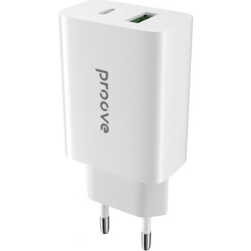 Мережевий зарядний пристрій Proove Rapid, USB Type-C/USB Type-A, 20W, White (WCRP20110002)