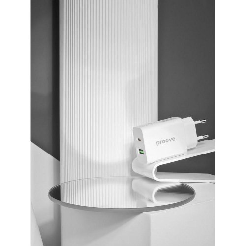 Мережевий зарядний пристрій Proove Rapid, USB Type-C/USB Type-A, 20W, White (WCRP20110002)