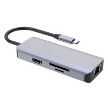 USB-хаб Proove Iron Link 6 in 1, USB Type-C to 2xUSB 3.0 Type-A/SD/TF/RJ45/HDMI, Silver (HBI700010004)