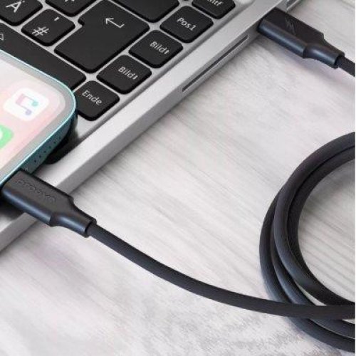 Кабель Proove Striped Silicone, USB Type-C to Lightning, 1м, Black (CCSS00002101)