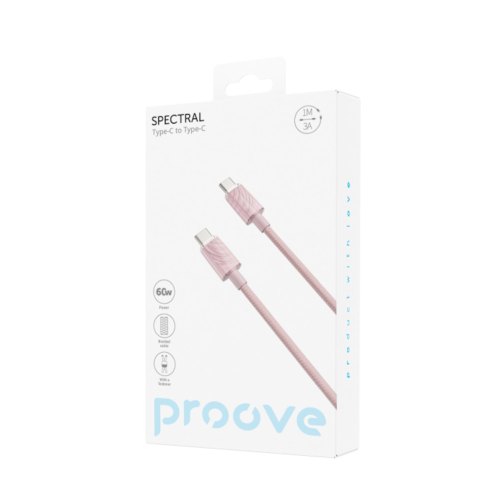 Кабель Proove Spectral, USB Type-C to USB Type-C, 60W, 1м, Pink (CCSP60002215)