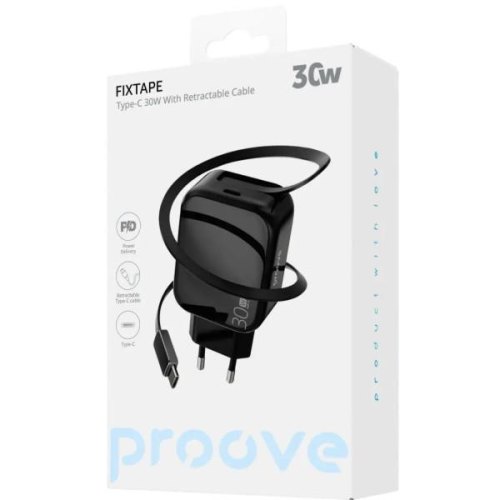 Мережевий зарядний пристрій Proove Fixtape GaN, USB Type-C, 30W, Black (WCFP30010201)