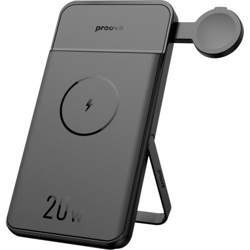 Зовнішній акумулятор Powerbank з бездротовою зарядкою Proove Power Stand 2 in 1, 20W, 10000mAh, Black (PBPS20030001)