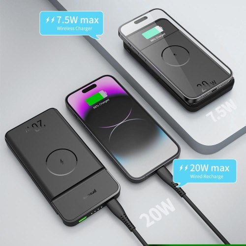 Зовнішній акумулятор Powerbank з бездротовою зарядкою Proove Power Stand 2 in 1, 20W, 10000mAh, Black (PBPS20030001)