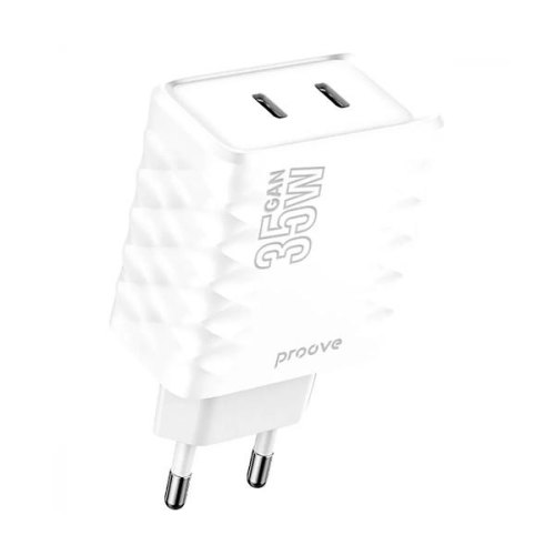 Мережевий зарядний пристрій Proove Speed Surge GaN, 2xUSB Type-C, 35W, White (WCSS30020002)
