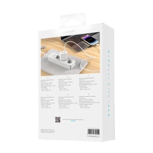 Мережевий зарядний пристрій Proove Speed Surge GaN, 2xUSB Type-C, 35W, White (WCSS30020002)