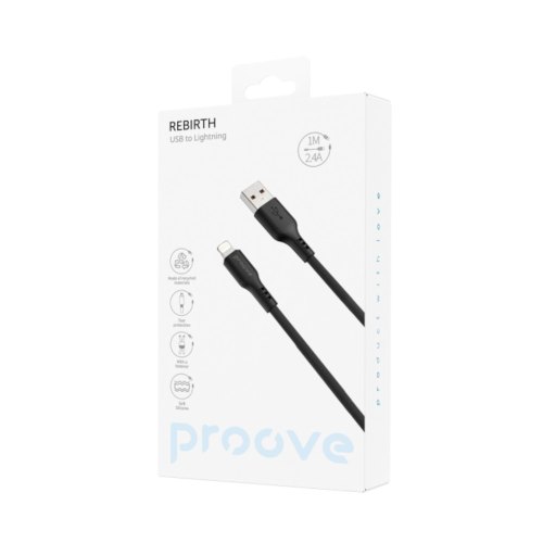Кабель Proove Rebirth, USB Type-A to Lightning, 2.4A, 1м, Black (CCRE60001101)