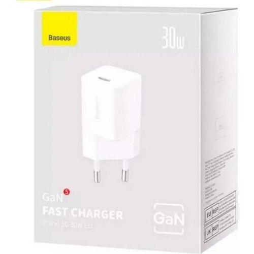 Мережевий зарядний пристрій Baseus GaN5 Mini Fast Charger, USB Type-C, 30W, White (CCGN070502)