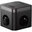 Мережевий фільтр Baseus PowerCombo Cube Power Strip, 3xAC/2xUSB Type-A/2xUSB Type-C, 30W, 1.5м, Black (E00066400117-00)