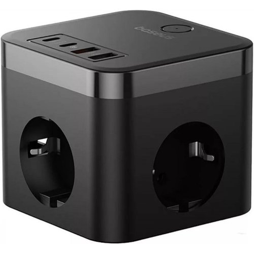 Мережевий фільтр Baseus PowerCombo Cube Power Strip, 3xAC/2xUSB Type-A/2xUSB Type-C, 30W, 1.5м, Black (E00066400117-00)