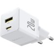Мережевий зарядний пристрій Baseus Palm Fast Charger, USB Type-A/USB Type-C, 20W, кабель USB Type-C to USB Type-C 60W, 1м, White (P10111608213-01)