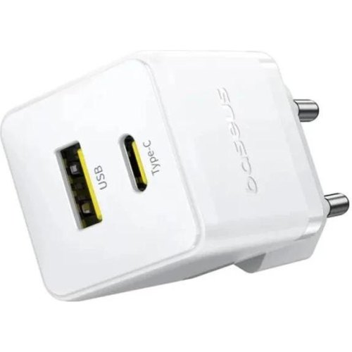 Мережевий зарядний пристрій Baseus Palm Fast Charger, USB Type-A/USB Type-C, 20W, кабель USB Type-C to USB Type-C 60W, 1м, White (P10111608213-01)