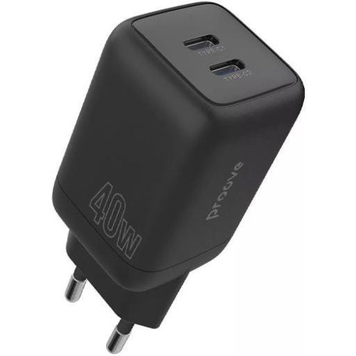 Мережевий зарядний пристрій Proove Silicone Power, 2xUSB Type-C, 40W, Black (WCSP4020001)