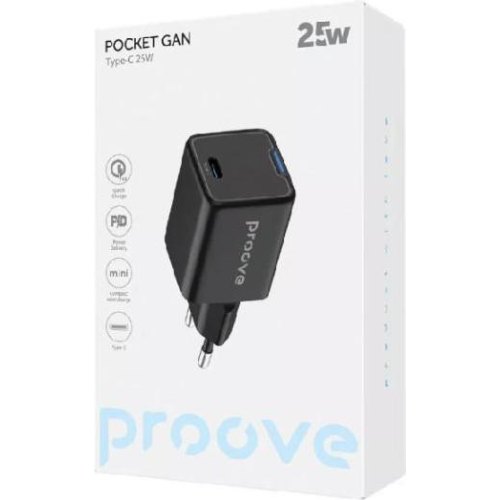 Мережевий зарядний пристрій Proove Pocket GaN, USB Type-C, 25W, White (WCPG25010202)