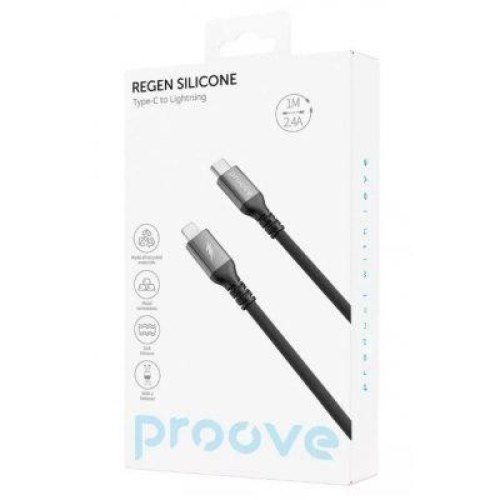 Кабель Proove ReGen Silicone, USB Type-C to Lightning, 1м, Black (CCRS60002101)