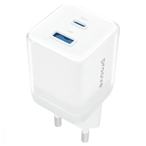 Мережевий зарядний пристрій Proove Pure GaN Plus, USB Type-C/USB Type-A, 30W, White (WCPU30111202)