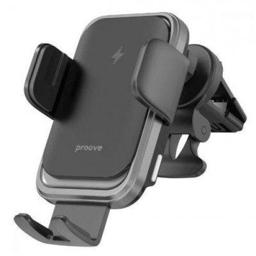 Автомобільний тримач для смартфона з бездротовим зарядним пристроєм  Proove Nitro Charge, 15W, Dark Gray (WHNC15002001)