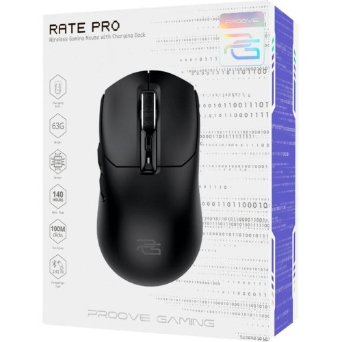Миша бездротова, ігрова Proove Gaming Rate Pro with Charging Dock, Black (WMRPCD022001)