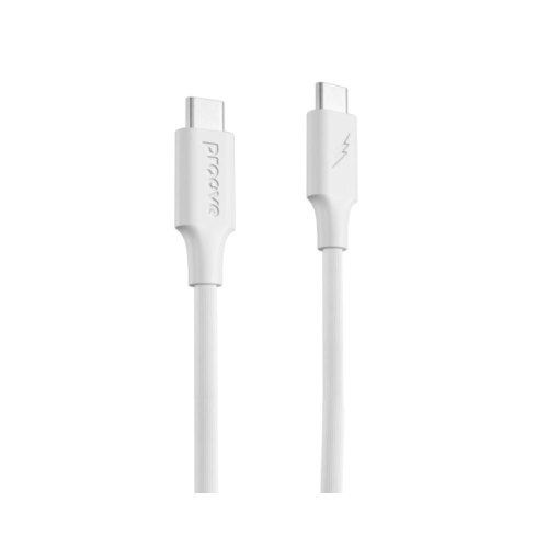 Кабель Proove Striped Silicone, USB Type-C to USB Type-C, 60W, 1м, White (CCSS60002202)