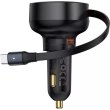 Автомобільний зарядний пристрій Baseus Enjoyment Pro Car Charger, USB Type-A, вбудований кабель USB Type-C/Lightning, 60W, Black (C00057802111-02)