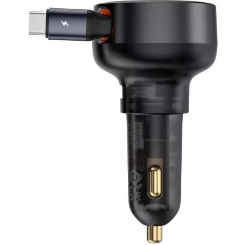 Автомобільний зарядний пристрій Baseus Enjoyment Pro Car Charger, USB Type-A, вбудований кабель USB Type-C/Lightning, 60W, Black (C00057802111-02)