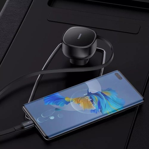 Автомобільний зарядний пристрій Baseus Enjoyment Pro Car Charger, USB Type-A, вбудований кабель USB Type-C/Lightning, 60W, Black (C00057802111-02)