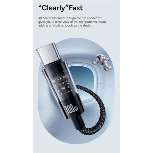 Кабель Baseus Gem Fast-Charging, USB Type-A to USB Type-C, 100W, 1м, Black (P10373002111-00)