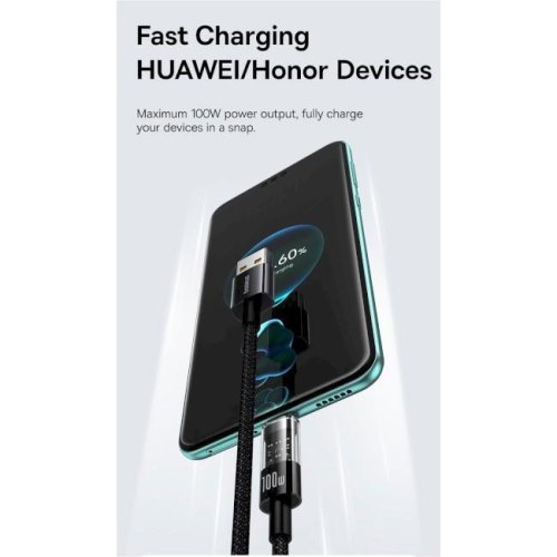 Кабель Baseus Gem Fast-Charging, USB Type-A to USB Type-C, 100W, 1м, Black (P10373002111-00)