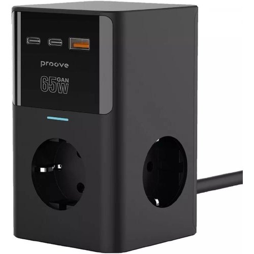 Мережевий фільтр Proove Power Cube, 65W, 3xAC/2xUSB Type-C/1xUSB Type-A, 1.5м, Black (PSPC36801201)